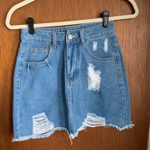 Shein distressed denim skirt